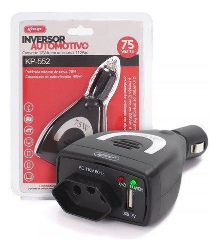 INVERSOR AUTOMOTIVO 12V P/ 110V 75W INVERSOR AUTOMOTIVO 12V P/ 110V 75W