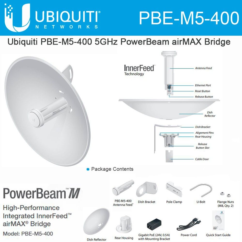 * UBNT PBE-M5- 400 5GHZ POWERBEAM 25DBI D... * UBNT PBE-M5- 400 5GHZ POWERBEAM 25DBI D...